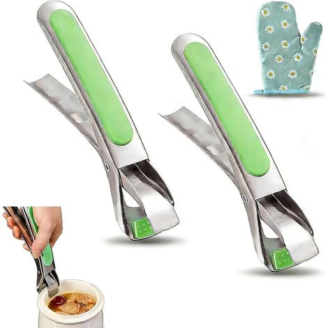 2 Pièces Pince pour Air Fryer 16.8 cm, Pince à Bol Anti-brûlure en Edelstahl, Poignée Antidérapante, avec des Gants Anti-brûlures, pour Assiettes, Bols, Ustensiles de Cuisine (1/5)