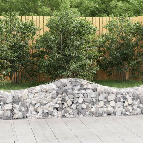Gabionen mit Hochbogen 15 Stk. 200x50x40/60 cm Verzinktes Eisen
