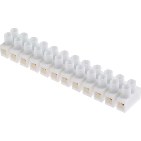 Bornier de raccordement RS PRO, 12 pôles , 8mm, A visser, 2.5mm², 6A ( Prix pour Paquet de 5 ) (1/2)