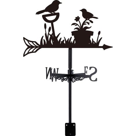 Outdoor Garden Weathervane, Birds, Birds and Flower Pot, Weathervanes, Animals, Weathervanes, Decorative Wind Direction Panels for Farm, Decoration, Outdoor Garden (1/5)