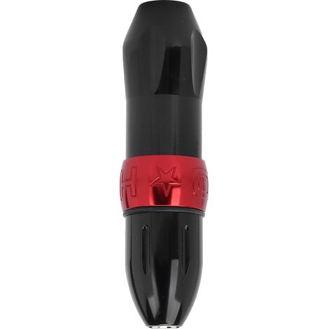 Machine à tatouer stylo en alliage d'aluminium avec interface CC, clip de serrage et cordon rotatif, rouge et noir. (1/5)
