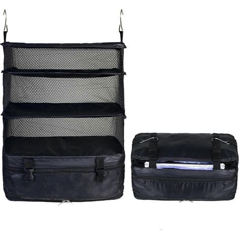 Reise-Aufbewahrungstasche für Kleidung, 3 Fächer mit Haken, faltbar, tragbar, ideal für Outdoor-Reisen, Camping, Unterwäsche, Socken