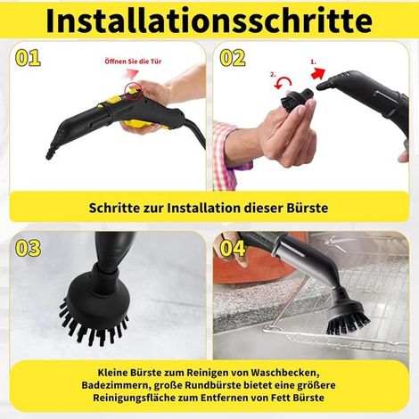 Kit de brosses pour nettoyeur vapeur,Ensemble de 10 brosses rondes pour nettoyeur vapeur,Compatible avec les accessoires Kärcher SC1,SC2,SC3,SC4 (1/4)
