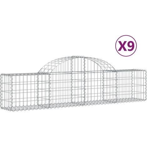 Maison Exclusive - Paniers à gabions arqués 9 pcs 200x30x40/60 cm Fer galvanisé