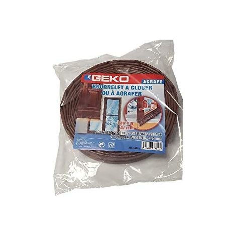 Joint à clouer ou agrafer 30mm x 6m marron – Pour espaces jusqu'à 25mm – Isolation contre courants d'air et poussière – Facile à poser – Geko