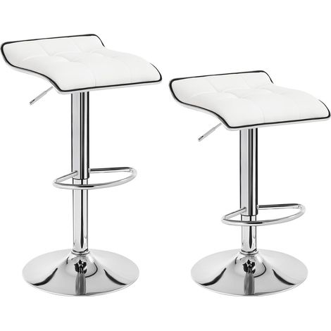 WOLTU 2X Taburetes de Bar Cuero Sintético Taburetes Alto Cocina Regulable en Altura Taburetes Giratorio Sillas Bar Tapizada Taburete de Trabajo Blanco (1/5)