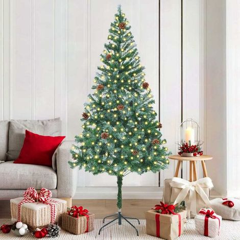 Sapin de Noël Artificiel avec 300 LED Vert 180 cm PVC et Acier, Illuminé, Décoration de Noël (1/5)