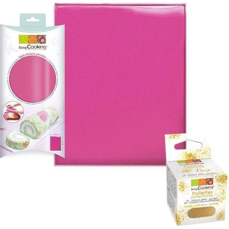 Tapis silicone pour génoise 30 x 40 cm + paillettes dorées