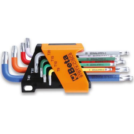 Beta 97BTX-C/SC8 Satz mit 8 Torx-Kugelkopf-Biegeschlüsseln (1/4)