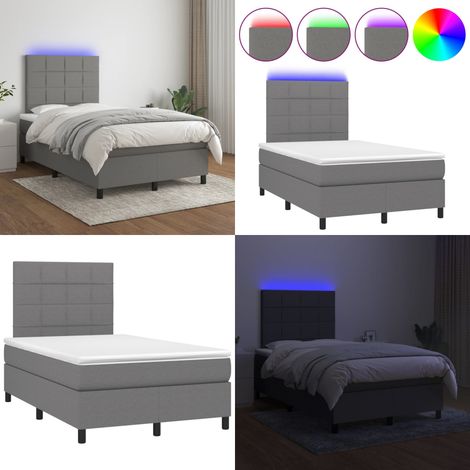 Boxspringbett mit Matratze & LED Dunkelgrau 120x200 cm Stoff - Boxspringbett - Doppelbett - Bettenrahmen - Lattenrost - Matratze - Home & Living (1/5)