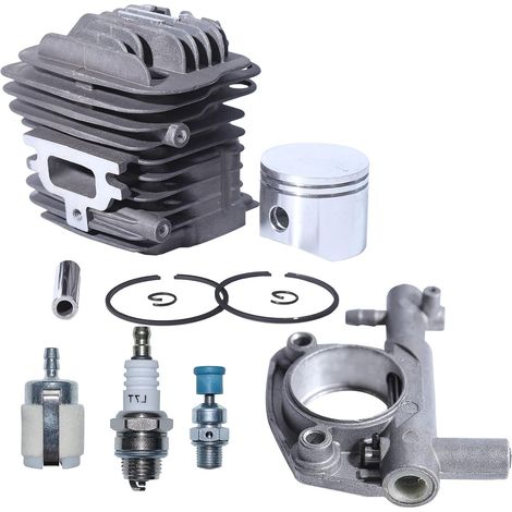 Kit de cylindre, piston et pompe à huile 45 mm pour Oleo-Mac 952 Master pour tronçonneuses, bougie, cylindre, piston, axe de piston, segment de piston, circlip, filtre à carburant, bougie, pompe à hui (1/5)