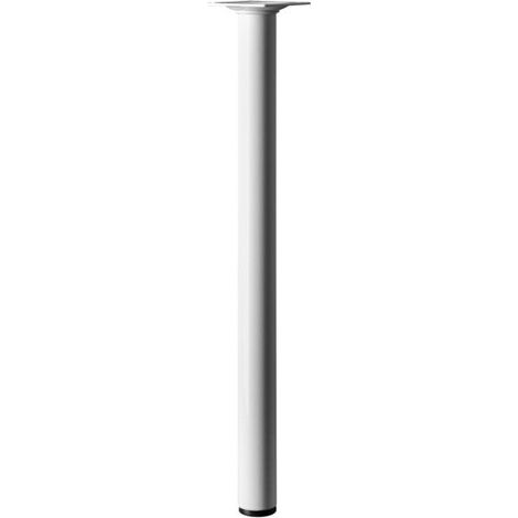 Hettich – Pied de table basse cylindrique fixe en acier époxy blanc – Hauteur 40 cm – Charge 50 kg – Fixation à visser
