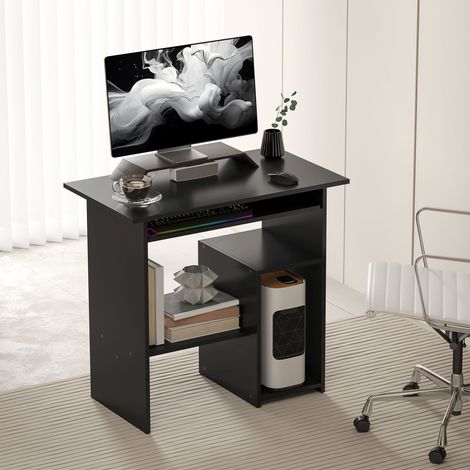 Computertisch, Schreibtisch, Spanplatte, Metall, 80 x 45 x 75 cm, Schwarz
