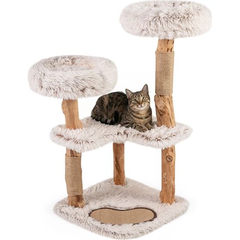 Cat Tree with Solid Wood & Jute Scratching Posts, 101 cm (1/5)