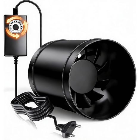 Ventilateur Extracteur d'Air 100mm à Vitesse Réglable, 221m³/h et Silencieux, Extracteur de Gaine pour VMC, Salle de Bain, Cave, Garage, Tente de Culture, en Énergie, Noir (1/5)