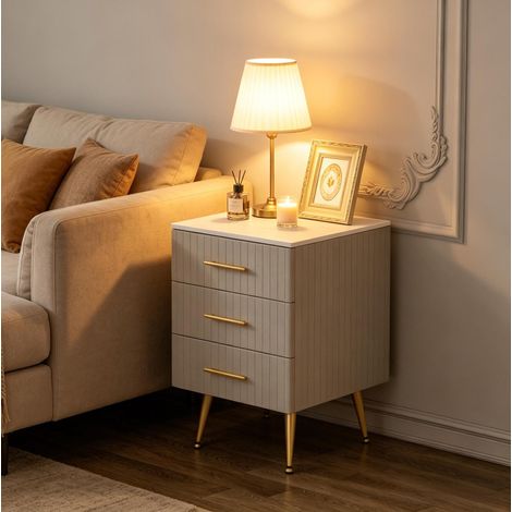Cassettiera mobile con 3 cassetti in velluto grigio OKMYHOME (1/5)