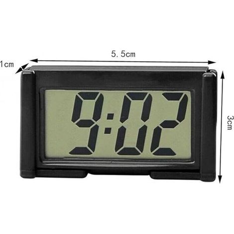 Réveil électronique, petite horloge de table de voiture auto-adhésive, instrument de montre électronique, affichage numérique LCD (1/5)
