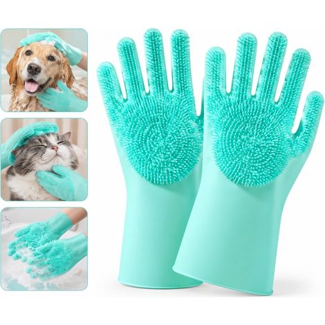 1 Pièce Gant de Bain Vert en Silicone pour Chien et Chat, Dimensions 20×10 cm, Accessoire de Massage et Démêlage (1/5)