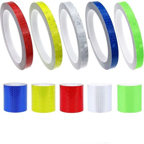Reflektorstreifen-Aufkleber auf Rollen, wasserdichtes Reflektorband für Auto, Motorrad, Fahrradhelm, Nachtsicherheits-Straßenmarkierung (2 Größen: 1 cm x 8 m, 5 cm x 1 m), 10 Stück –