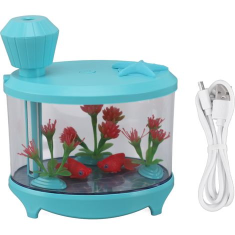 Mini humidificateur à brume froide pour aquarium, USB, silencieux, diffuseur d'huiles essentielles et parfum d'ambiance. Parfait pour auto, chambre ou bureau (bleu). (1/5)