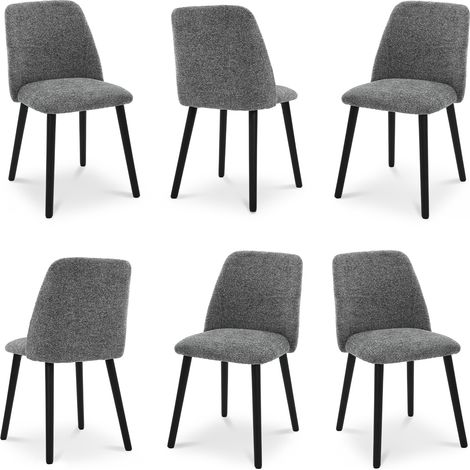 Goeurvant Sedie da Pranzo Minimaliste Moderne con Rivestimento Traspirante e Gambe in Legno Massello - Set di 6 - Grigio ardesia - Ciniglia