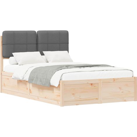 Bed Frame with Upholstered Headboard Dark Grey 120 x 190 cm vidaXL (1/5)