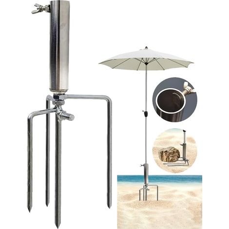 Pied de Parasol de Plage en métal - Piquet de pelouse pour Parasol - Diamètre : 20-28 mm - Pied de Parasol Amovible - Support de Parasol de Plage - pour la pêche, Le Jardin, la Plage (1/5)
