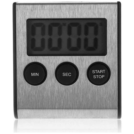 Digitaler LCD-Küchentimer – Messbereich 0 bis 99 Minuten 59 Sekunden – Integrierter Tischständer und Magnete – Metall – 1 Stück (1/5)