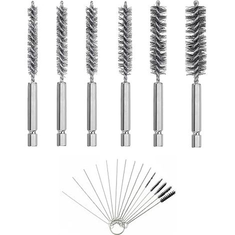 6 Piece Metal Hand Brush, Metal Brush for Drill, Hole Brush, Stainless Steel Cleaning Brush, Stainless Steel Cleaning Brush with 6.35 mm Hex Shank (1/5)