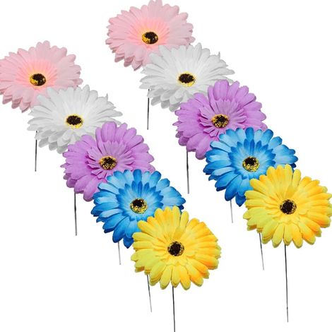 Lot de 10 piquets de jardin en forme de chrysanthème d'Afrique Pour intérieur et extérieur (1/5)