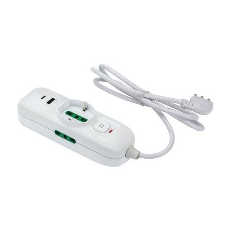 MULTIPRESA BIPASSO SCHUKO + TERMICO TRIAX FME - BIANCO POSTI 3 2P+T 16A N°XMMQ 3X0,75 MT 1,5- 2 pezzi