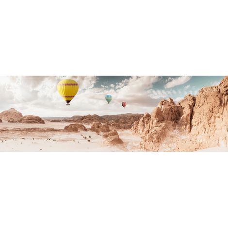 Tableau sur toile montgolfières dans le ciel 30x97 cm - Impression sur Toile Murale Décorative - Image imprimée en HD sur Toile - Toile sur Châssis en Bois FSC - Fabriqué en France (1/5)