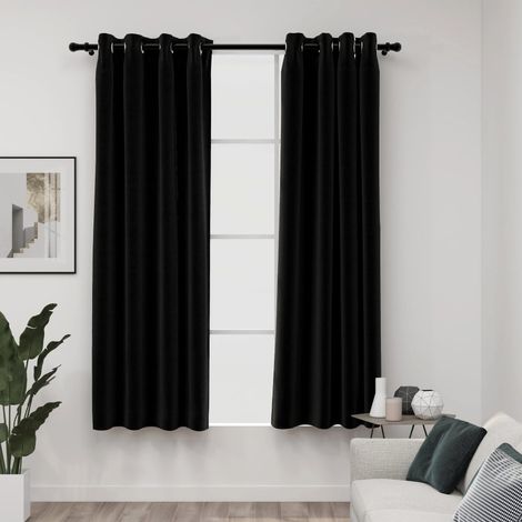 Lot de 2 Rideaux occultants，Décoration Chambre Fenêtre，Rideau Thermique Isolant Aspect de lin Anthracite 140x175 cm GDSVW17297 (1/4)