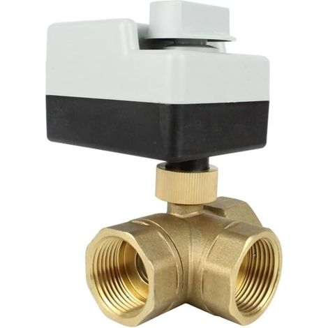 Robinet à tournant sphérique d'eau Interrupteur d'arrêt 3 voies CC 12-24 V, vanne à boisseau sphérique motorisée en laiton forme de T, adaptateur électrique fils deux commandes(12x20x3mm) (1/5)