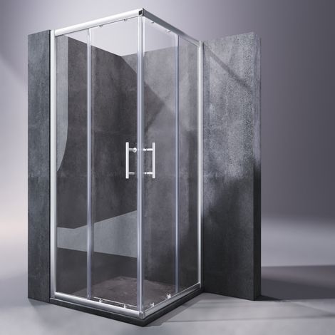 SONNI Duschkabine Eckeinstieg Sicherheitsglas Schiebetür Eckdusche Duschabtrennung Duschschiebetür Glas 100x100cm