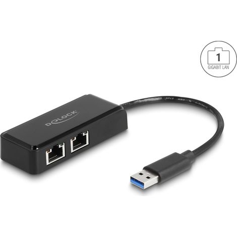 Delock Adaptador USB Tipo-A a 2 x LAN Gigabit