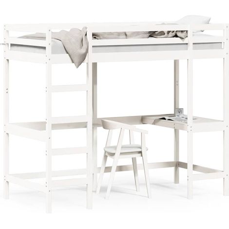 Maison Exclusive - Cama alta con escritorio madera maciza pino bl