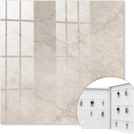 Armoire à clés - (30 cm x 30 cm) - Boîte à clés murale - Coffret de rangement pour clés - Couleur blanche - Ouverture vers la droite - Pour maison et bureau - Élégance subtile