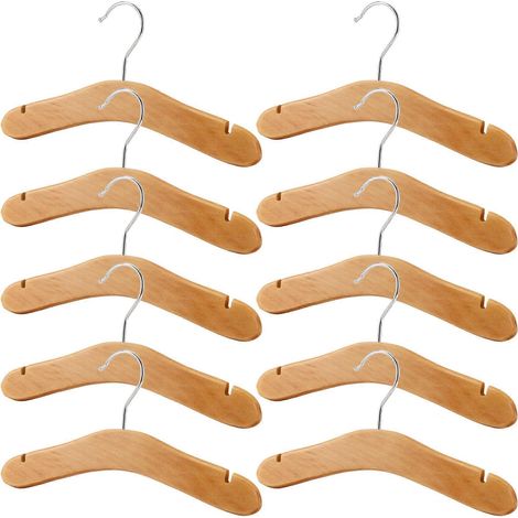 Cintres en bois pour vêtements de bébé et d'enfant, avec encoche pour bretelles, lot de 10, petite taille. (1/5)