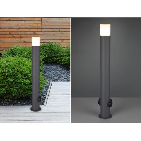 LED Wegeleuchte aus Aluminium Anthrazit mit 2 Steckdosen, Höhe 80cm (1/5)