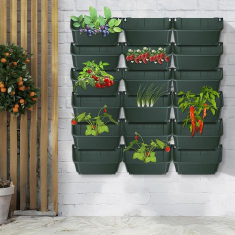 18PCS Hängender vertikaler Wand-Pflanzgefäß, Hängende Pflanztaschen, Vertikaler Wand-Blumentopf, Selbstbewässernder Wandpflanztopf, Wand-Pflanzkübel mit Entwässerungsrohr für Gärten (1/5)
