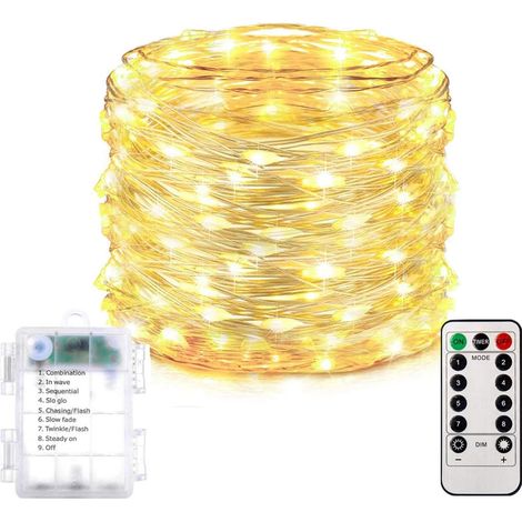 Guirlande lumineuse à 200 LED avec télécommande, lumières de Nol de 66 pieds, blanc chaud (1/5)