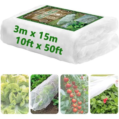 3 m x 15 m (10 pi x 50 pi) - Grand filet de protection blanc pour jardin, filet anti-insectes pour serre de verger. (1/5)