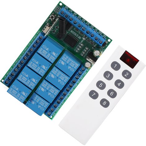 Module de télécommande multifonctionnelle 8 canaux 433,92 MHz, portée 100 m, codage fixe, 24 V (1/5)