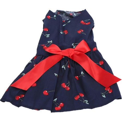 Vêtements d'été mignons pour chiennes, jupes sans manches en polyester avec nœud papillon pour chiennes XZD233 Cherr (1/2)