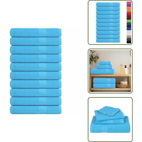 Toallas absorbentes - vidaXL Toallas FROGN 10 uds turquesa 100x200 cm 360 g/m² - Toallas lavables