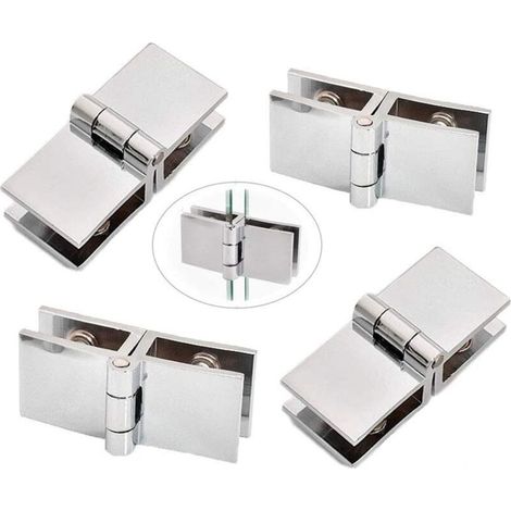 SABIR 4 pièces Clip de porte verre charnière, Charnière de porte en verre en acier inoxydable, Charnière pliante en verre, Charnière De Serrage De Porte, Charnière pour Porte en Verre de Meuble de Cui (1/5)