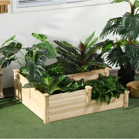 Huerto urbano elevado 3 niveles madera 108x88x36 cm OKMYHOME (1/4)