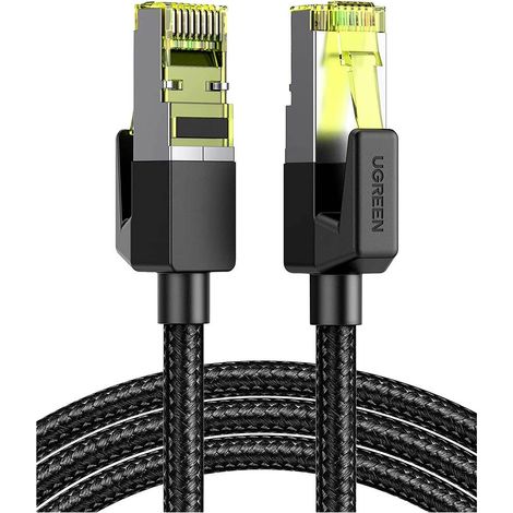 Câble réseau tressé Ugreen NW150, Ethernet RJ45, Cat.7, F/FTP, 5 m (noir)