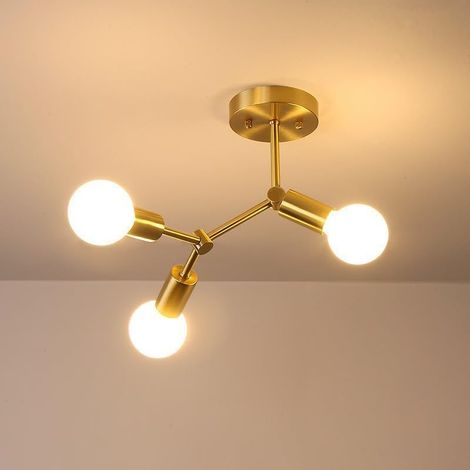 Plafonnier Spoutnik Lustre Or, 3 Lumières Douilles E27 Lustres (1/5)